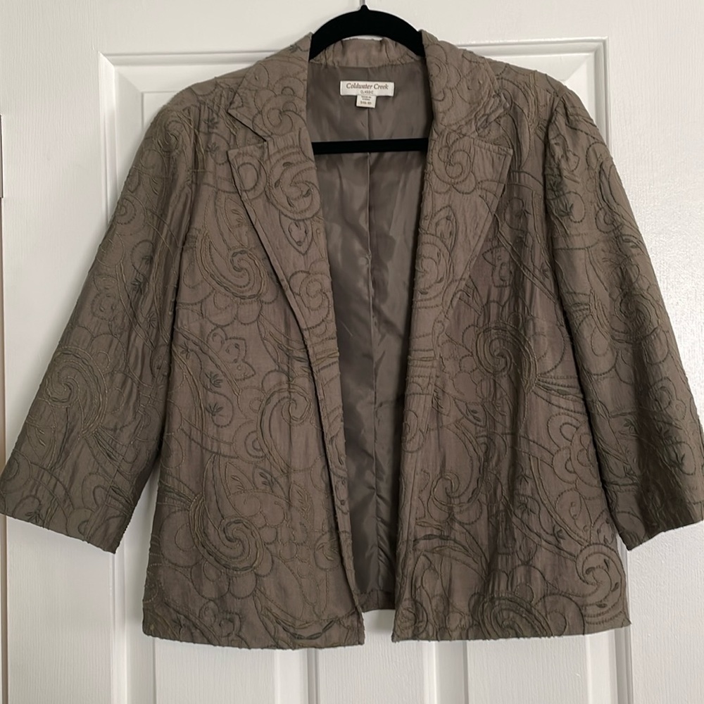Coldwater Creek Silk Blend 3/4 sleeve Jacket, Size Small
